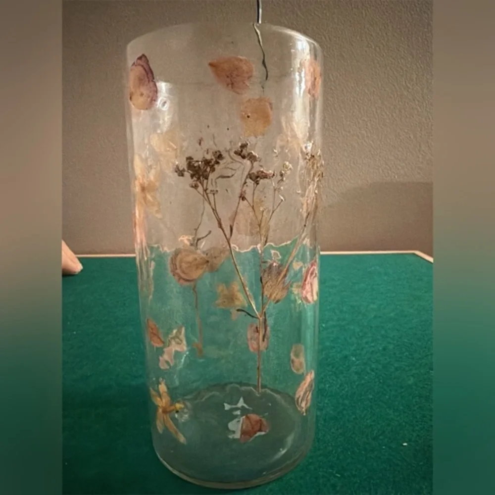 9” Glass Dried Flower Inlay Vase   T-223